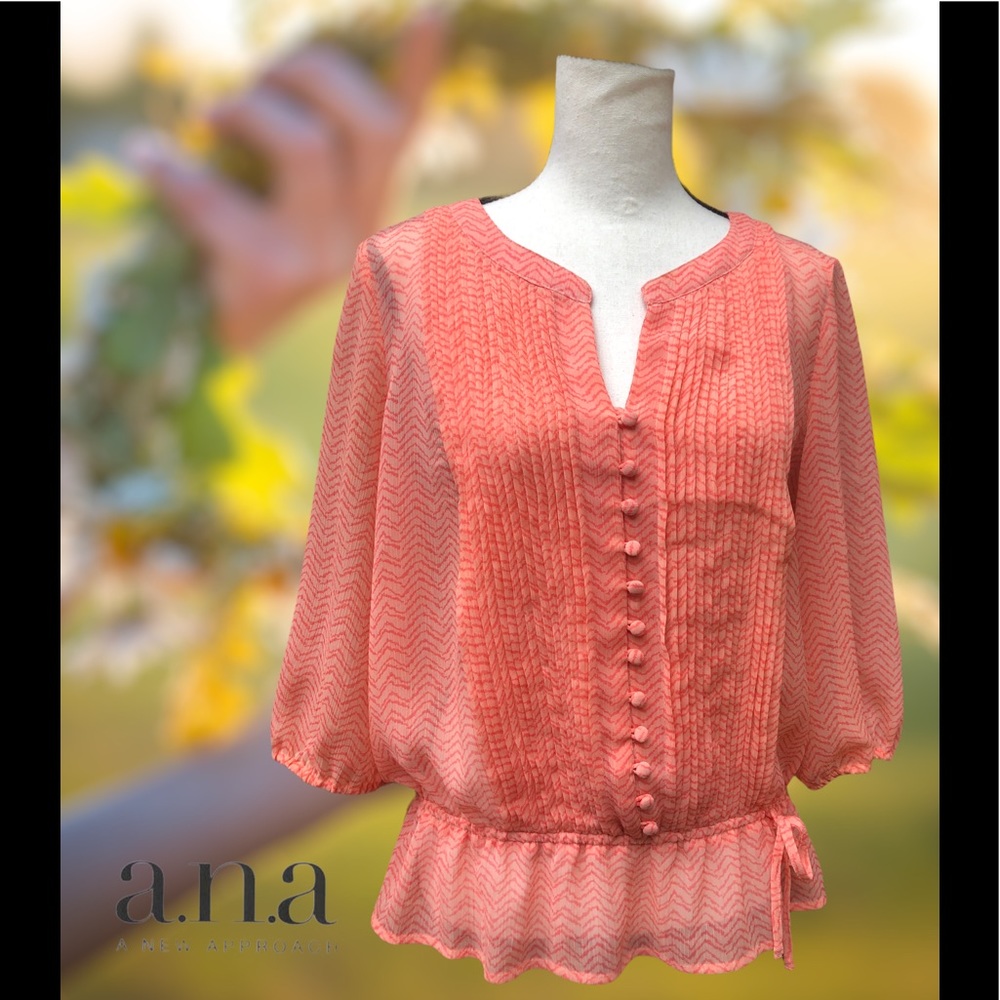 Women’s A.N.A. Button-Down, Delicate, Dressy Blouse. Sz.Petite Large